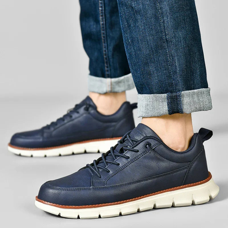 Italienische Leder Sneaker Herren Casual Schnürschuhe