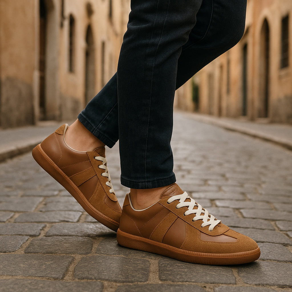 Leder Sneaker Herren – rutschfeste Low-Top Schnürschuhe