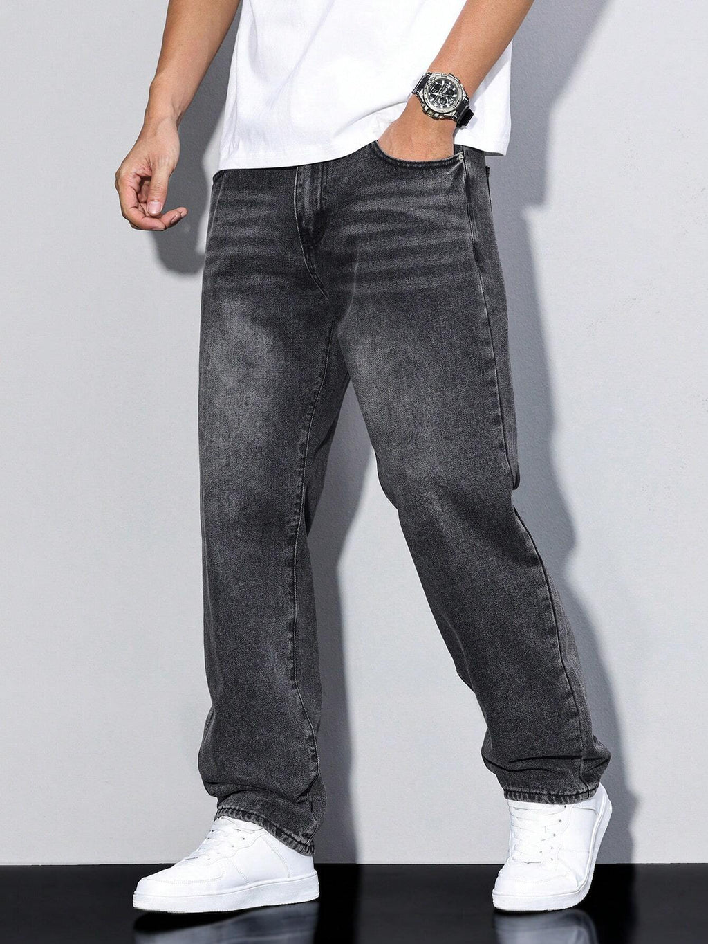 Baggy Denim Jeans Herren Weit Streetwear Fünf-Pocket