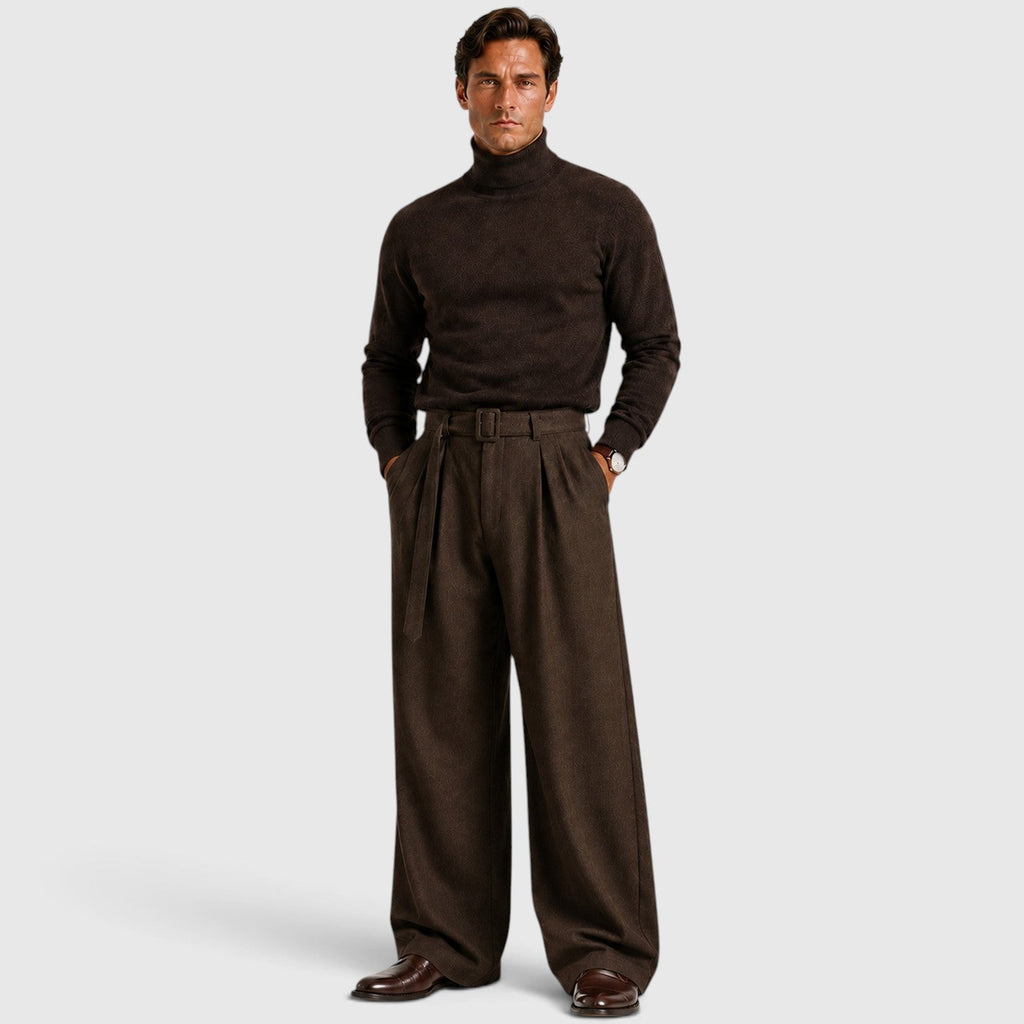 Bundfalten Anzughose Herren Gerade Elegant Business