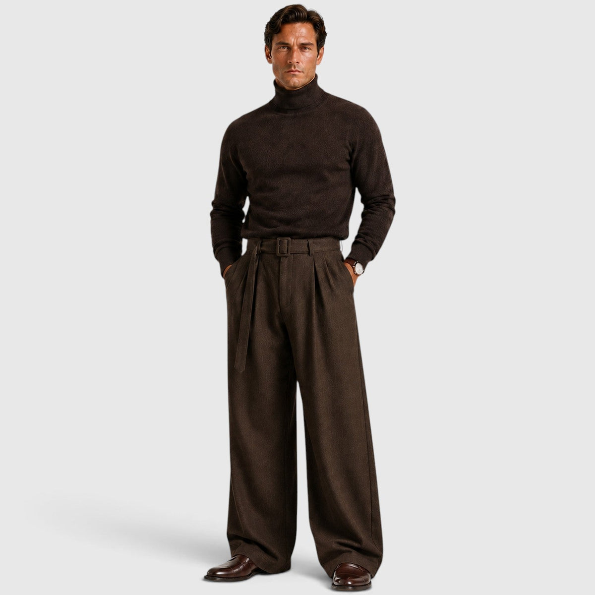 Bundfalten Anzughose Herren Gerade Elegant Business