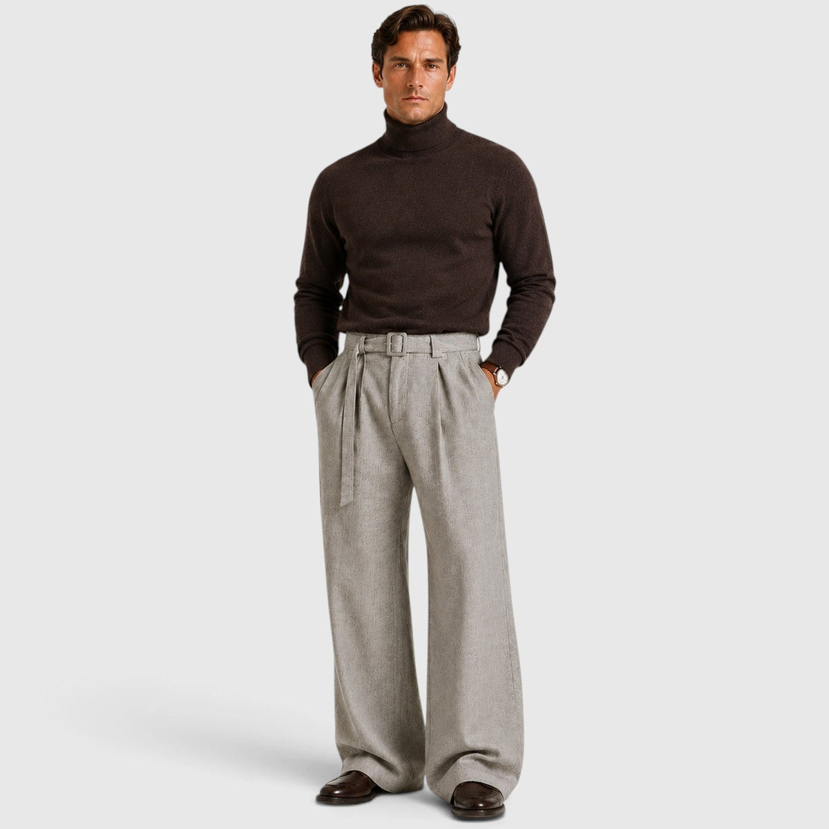 Bundfalten Anzughose Herren Gerade Elegant Business
